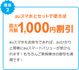 auスマホとセットで使えば最大月額1,000円割引